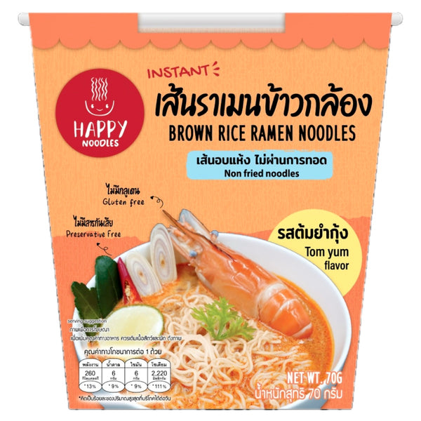 HN Happy Cup Brown Rice Ramen Noodles ( Tum Yum Kung) 70g