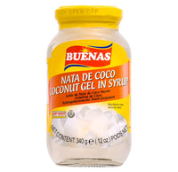 Buenas White Nata De Coco ( Coconut Gel in Syrup) 340g