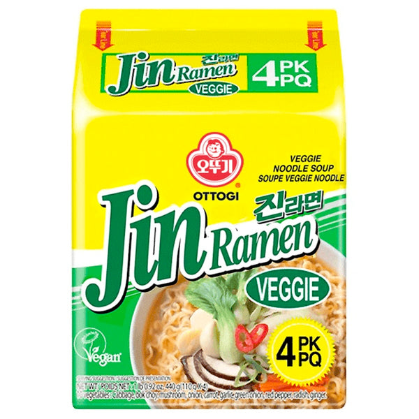 Ottogi Jin Ramen Veggie Noodle (Multi Pack) 4x110g