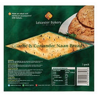 Leicester Bakery Garlic & Coriander Naan Bread (4’s) 520g - AOS Express