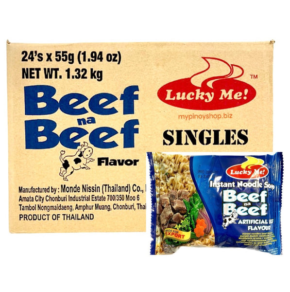 Lucky Me Beef Mami with Garnish Instant Noodle (Beef na Beef) 1Box (24x70g) 1.68kg - AOS Express