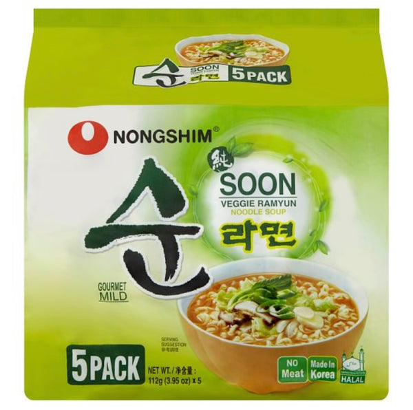 Nongshim Soon Veggie Ramyum Instant Noodle Soup 5 Packs x 112g - AOS Express