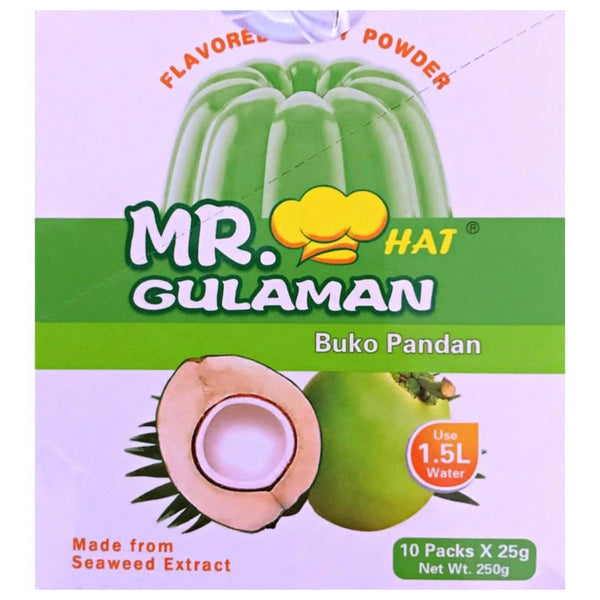 Mr. Gulaman Flavored Jelly Powder - Buko Pandan Flavour - Green (10 Packs x24g Packs) 240g - AOS Express