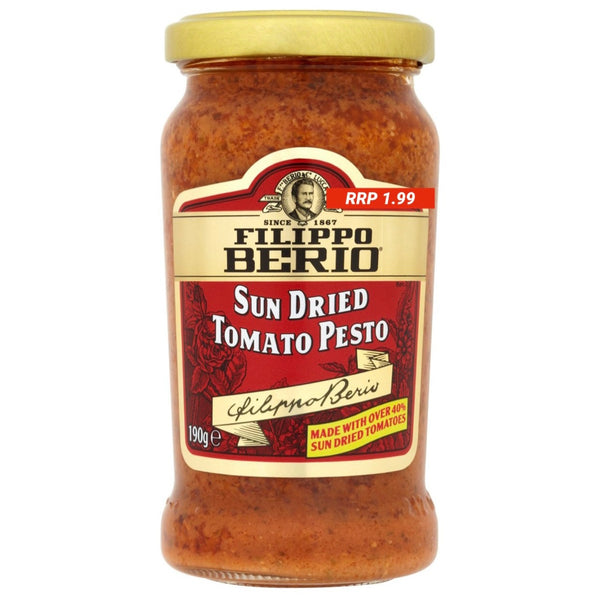 Outdated: Filippo Berio Sun Dried Tomato Pesto (RRP 1.99) 190g (BBD: 07-04-23)