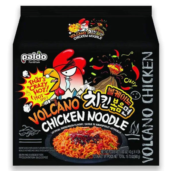 Paldo Volcano Chicken Instant Noodles (Hot & Spicy Chicken Flavour 4x140g) 560g