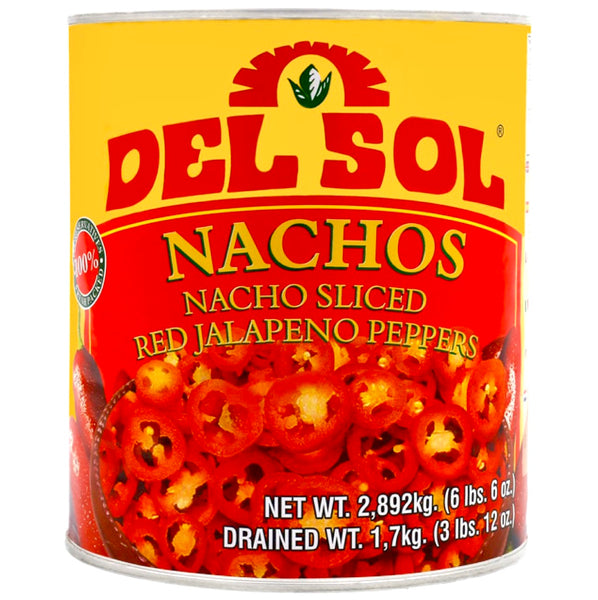 Del Sol Nachos (Nacho Sliced Red Jalapeno Peppers) 2.8kg - AOS Express