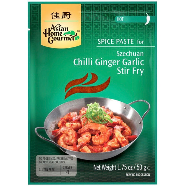 Asian Home Gourmet Spice Paste for Szechuan Chilli Ginger Garlic Stir Fry 50g - AOS Express