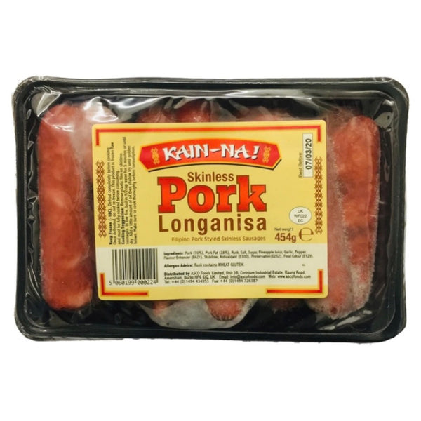 Kain na Skinless Pork Longanisa (Skinless Sweet Cured Sausage) 454g