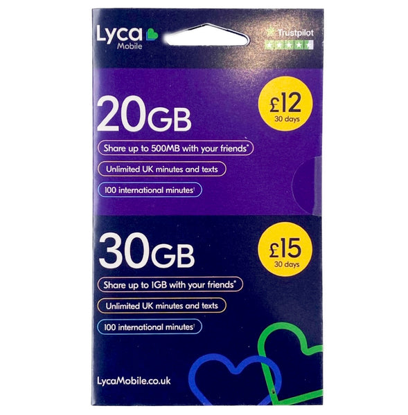 Sim Card Lyca Mobile 20GB-30GB Data - AOS Express