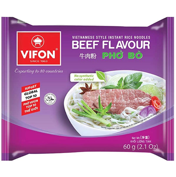 Vifon Pho Bo Beef Flavour Instant Rice Noodle 60g - AOS Express
