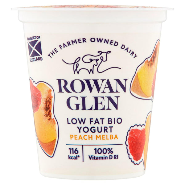 Rowan Glen Low Fat Bio Strawberry Peach Melba Yogurt 125g - AOS Express