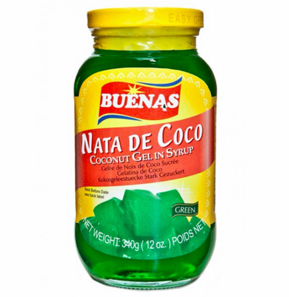 Buenas Green Nata De Coco (Coconut Gel in Syrup) 340g - Asian Online Superstore UK