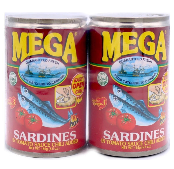 Mega Sardines in Tomato Sauce Chilli Added (Twin Pack) 2x155g - AOS Express
