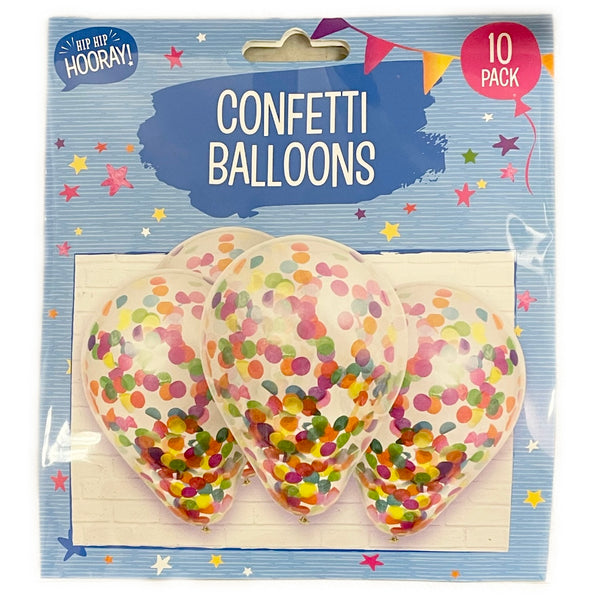 Hip Hip Hooray! Confetti Balloons - Multi Coloured (10 Pack)